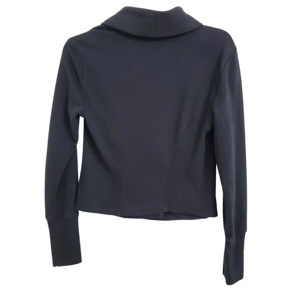 H by Halston Women's Black Draped Collar Zippered Short Knit Moto Jacket Size 6 - Picture 5 of 11